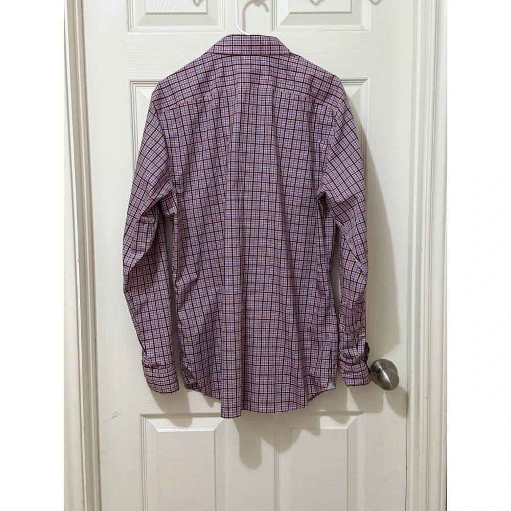 Banana Republic Button Up Shirt Tailored Grant Fit Red Blue Black Non-Iron Large